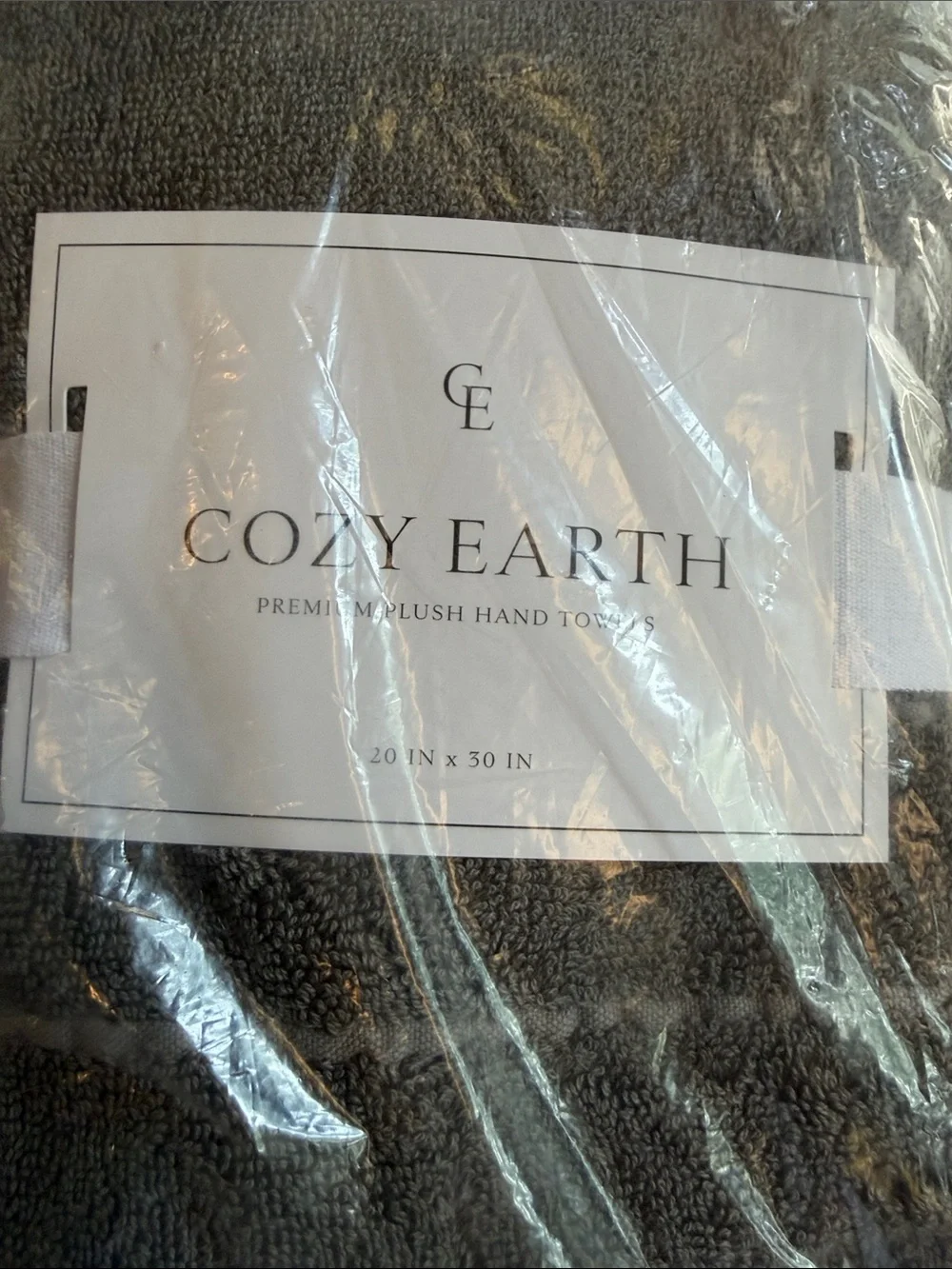 Cozy Earth Plush Hand Towels in Charcoal 2 each